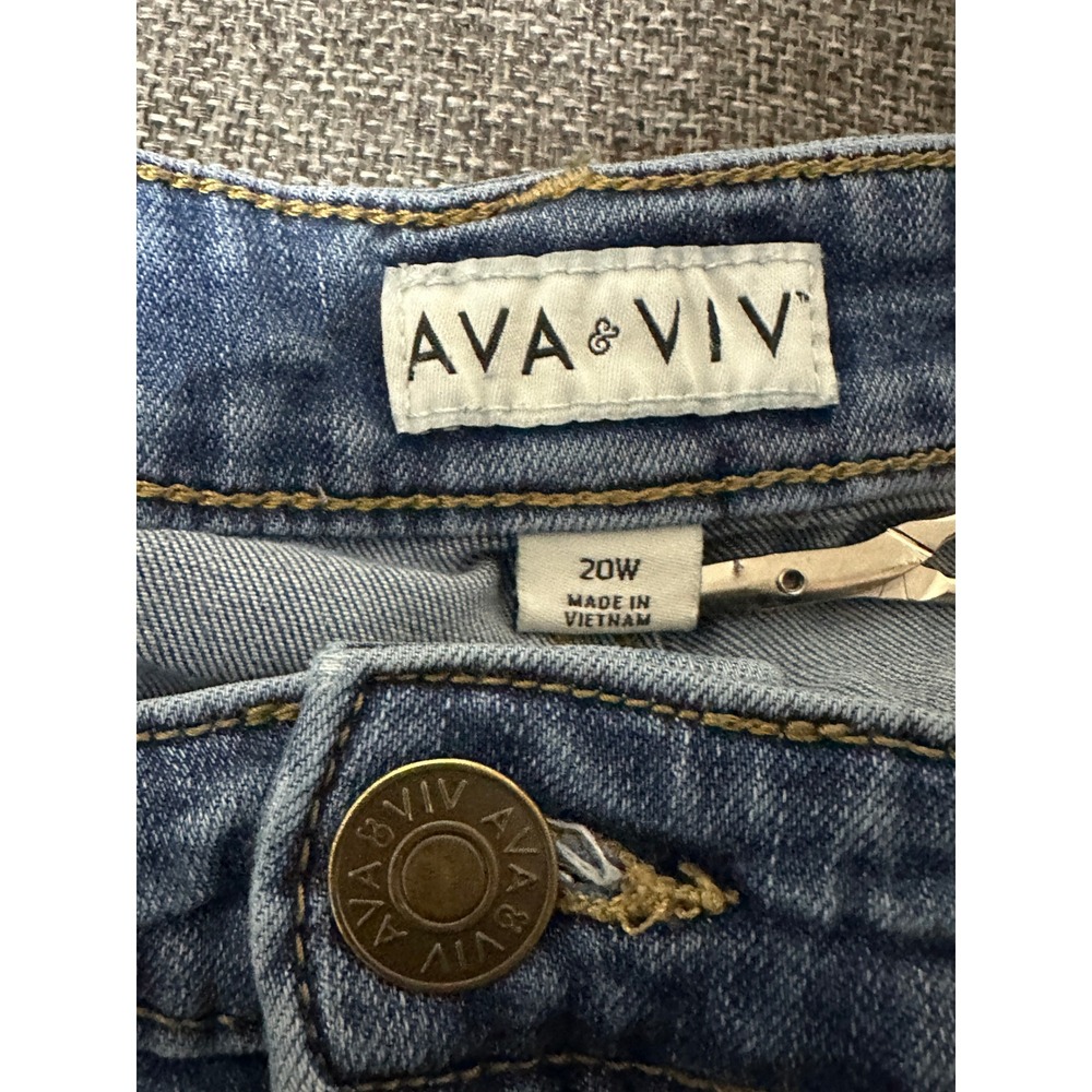 Ava & Viv Women's 20W Jeans Blue Denim Skinny Stretch Casual - Picture 6 of 8